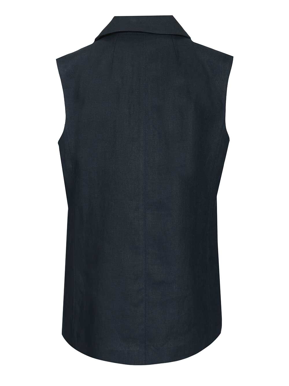 Double-breasted vest Blue Linen Jacket