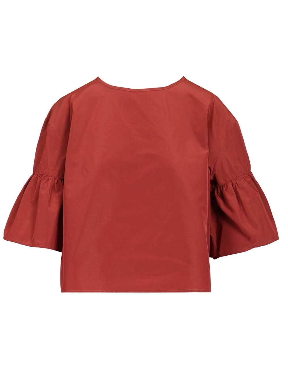 Crop Blouse Red Polyester