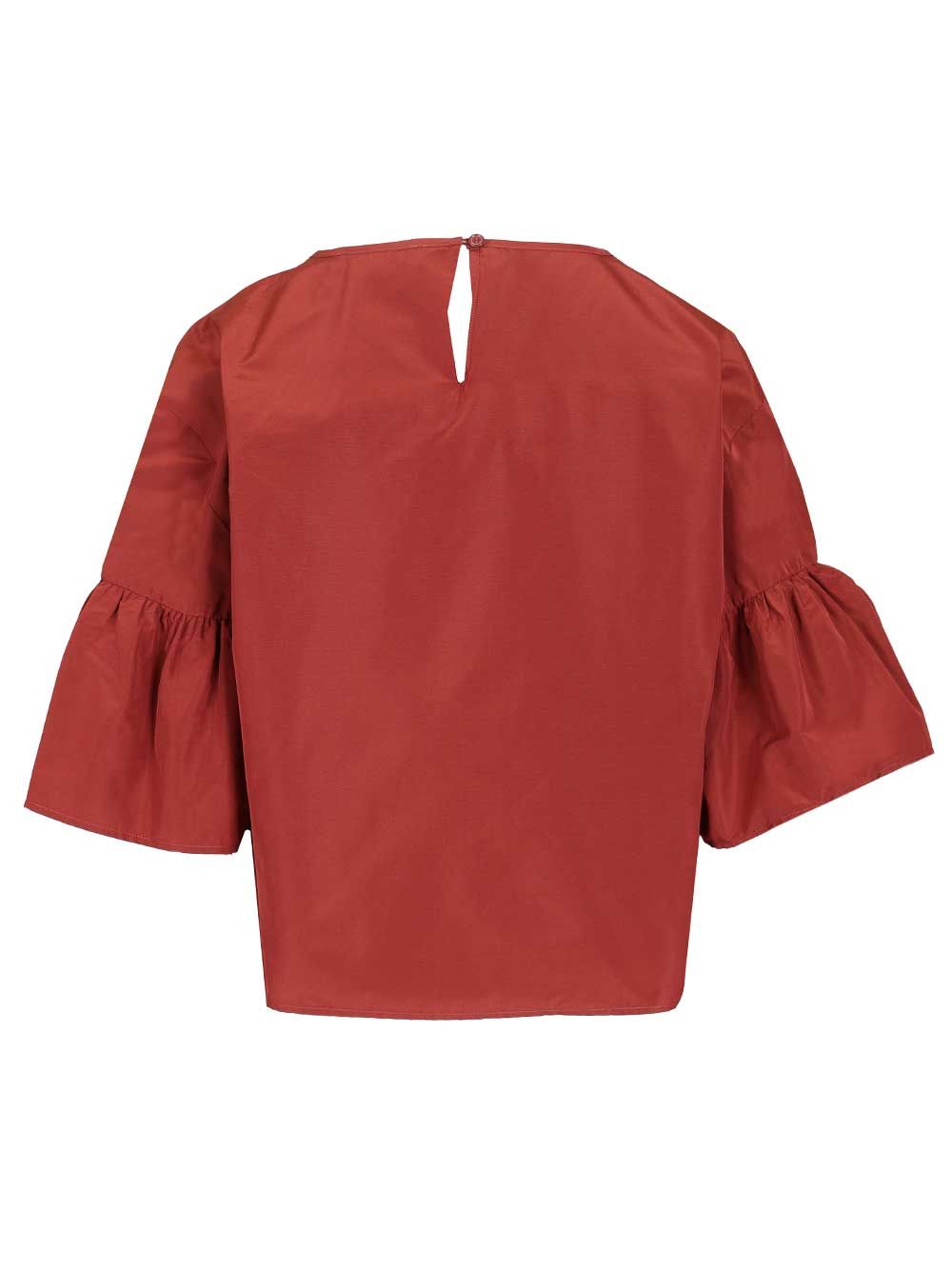 Crop Blouse Red Polyester