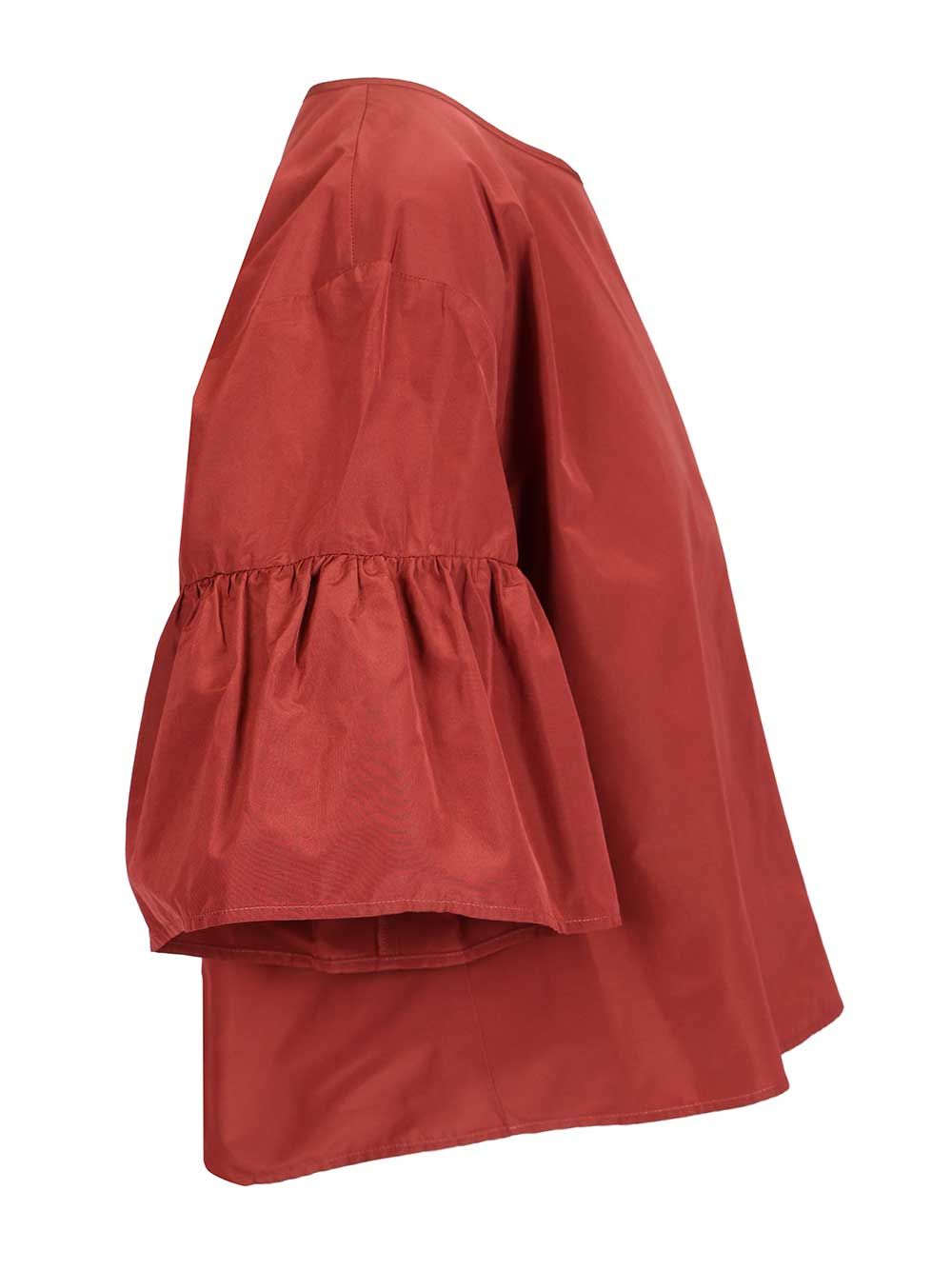 Crop Blouse Red Polyester