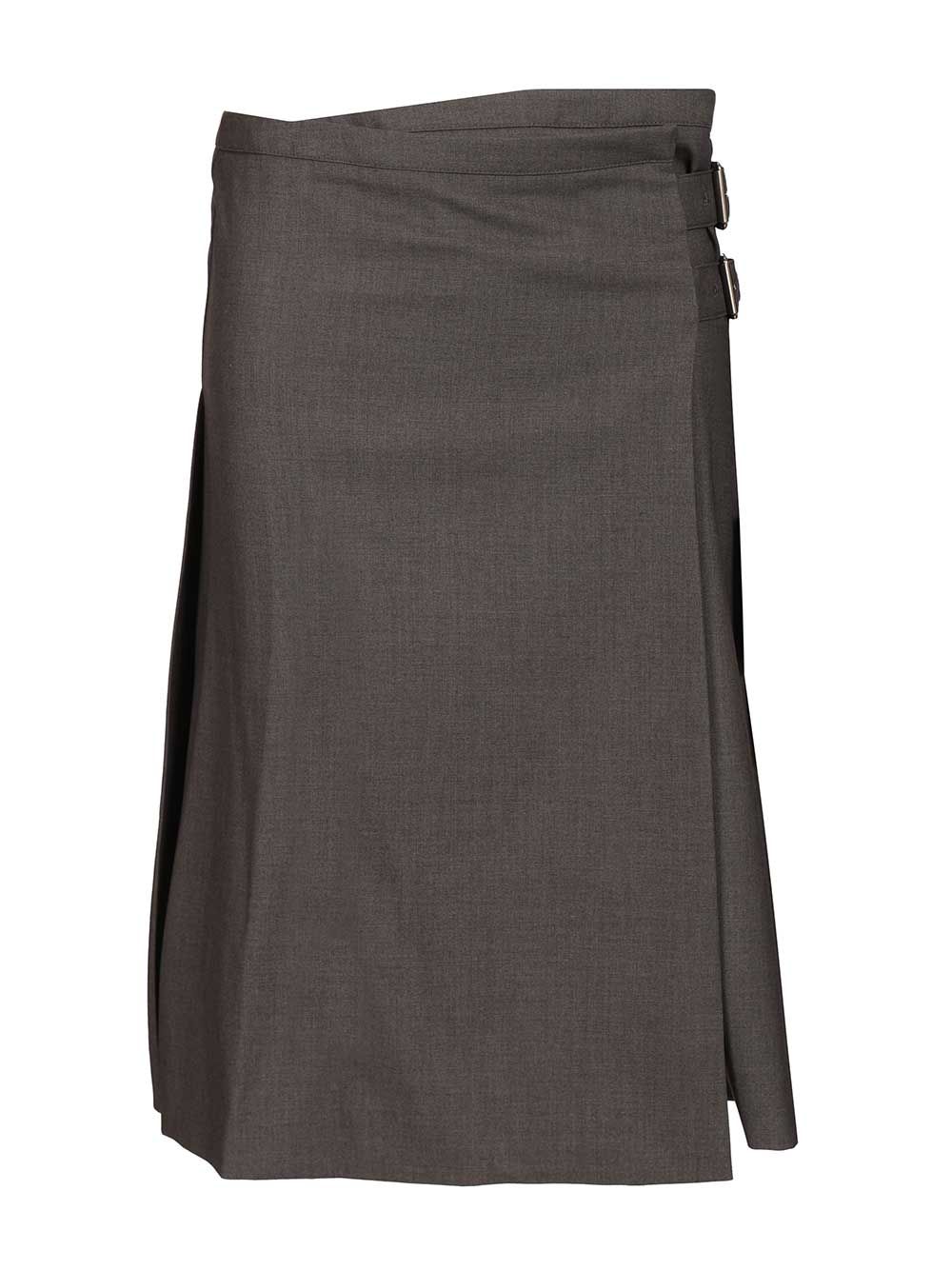 Pleated Midi Skirt Grey Shell: Polyester