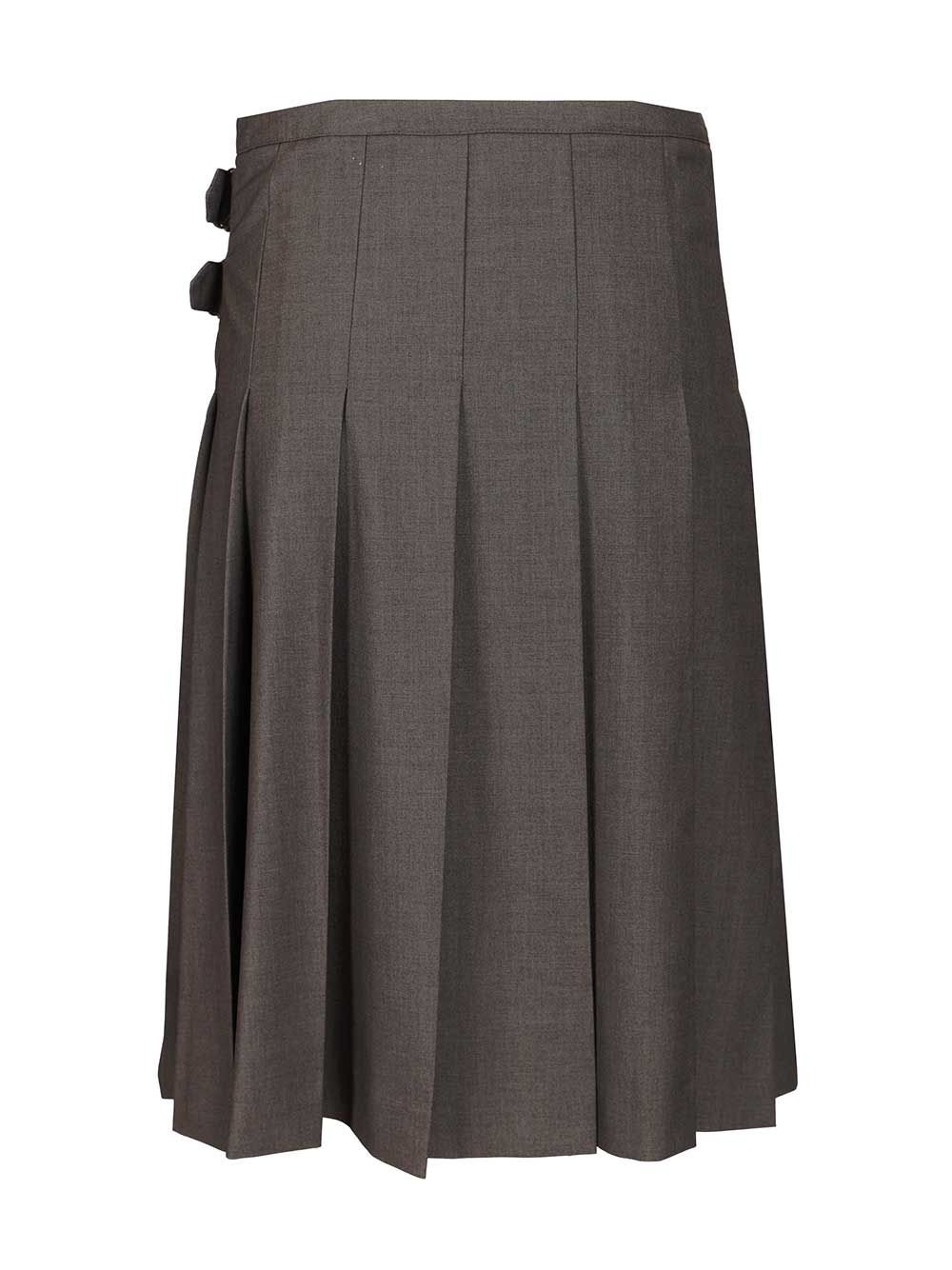 Pleated Midi Skirt Grey Shell: Polyester