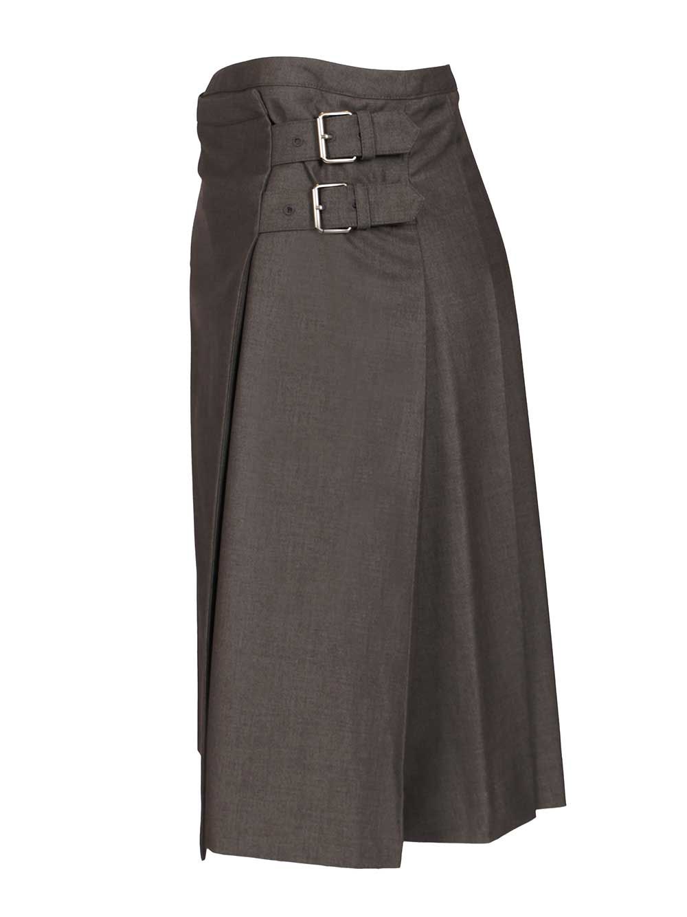 Pleated Midi Skirt Grey Shell: Polyester