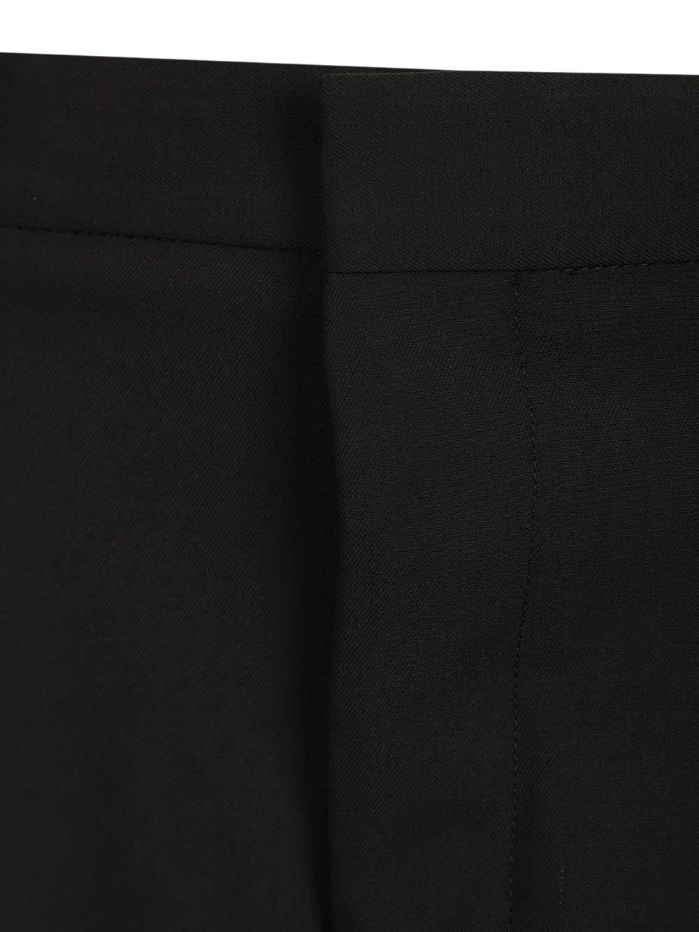 Wide-Leg Bermuda Shorts Black Cotton Trousers
