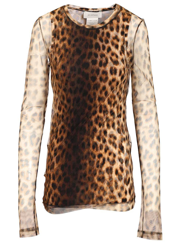 Bi-material animalier top A Maglia Poliammide Tops