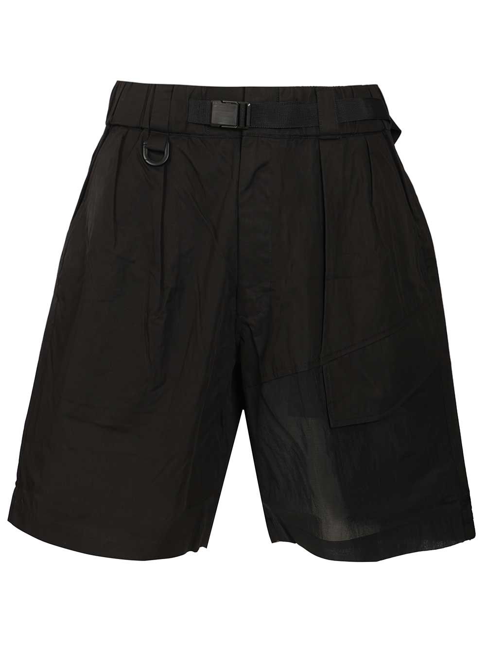 Cotton Blend Cargo Bermuda Shorts Black Cotton/polyamide Trousers