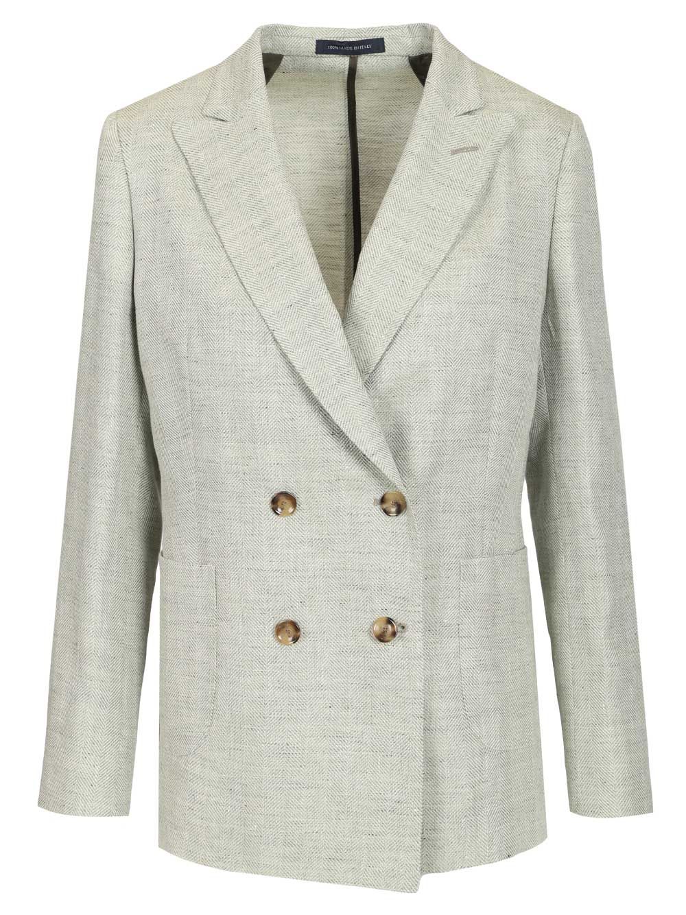 double-breasted blazer Grey Linen Wool Jacket