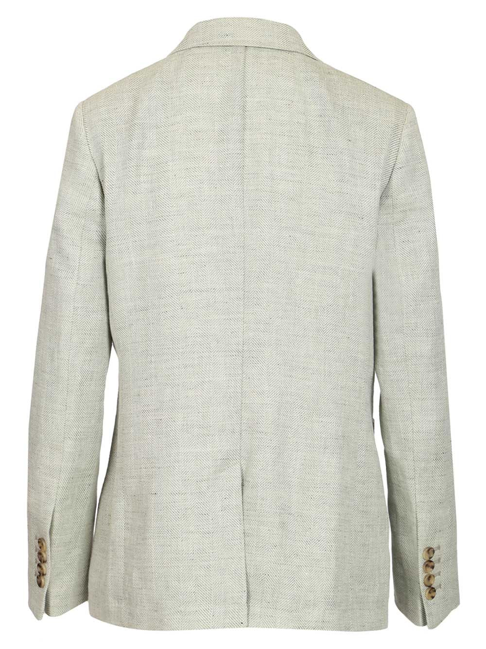 double-breasted blazer Grey Linen Wool Jacket