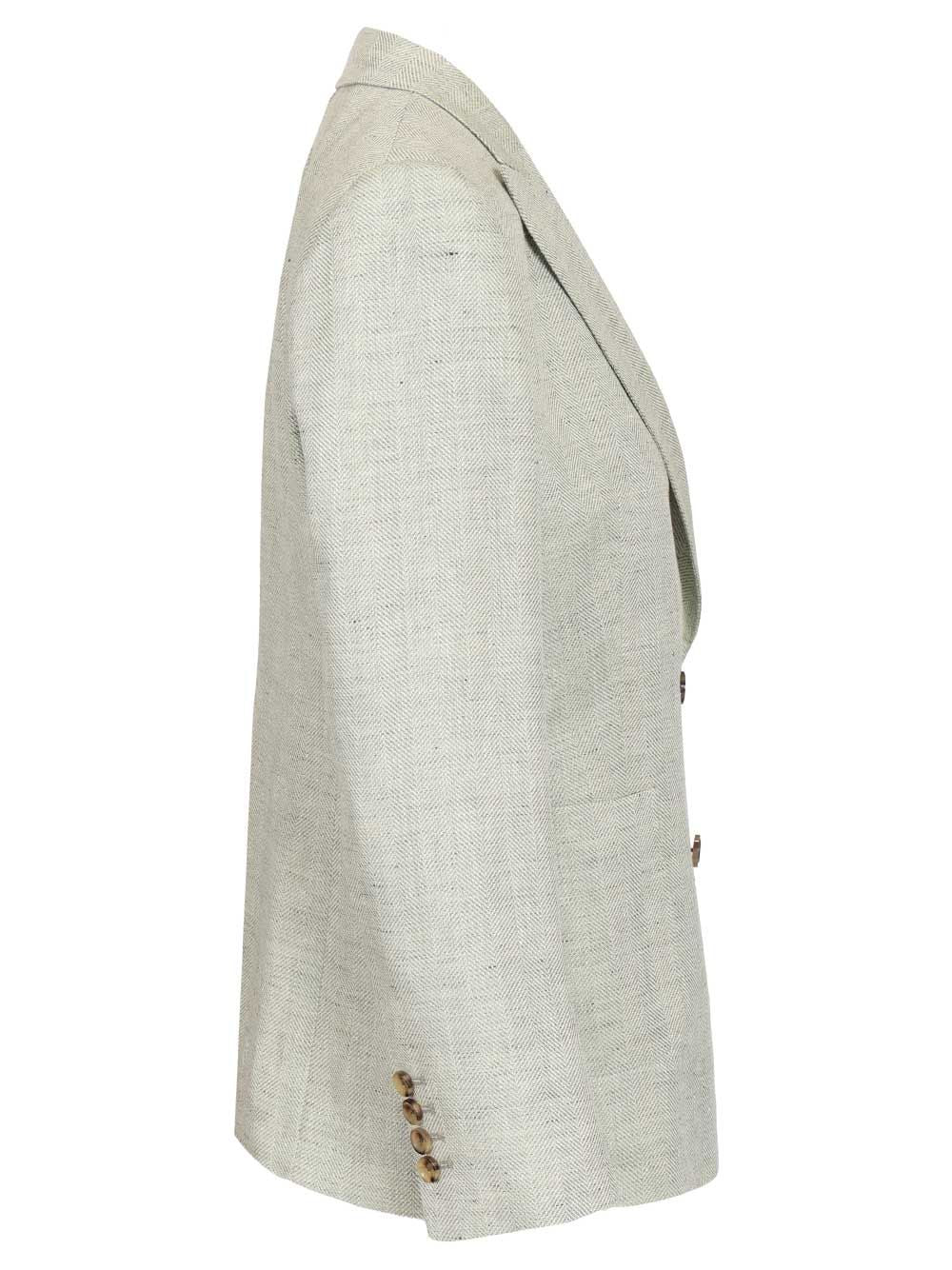 double-breasted blazer Grey Linen Wool Jacket
