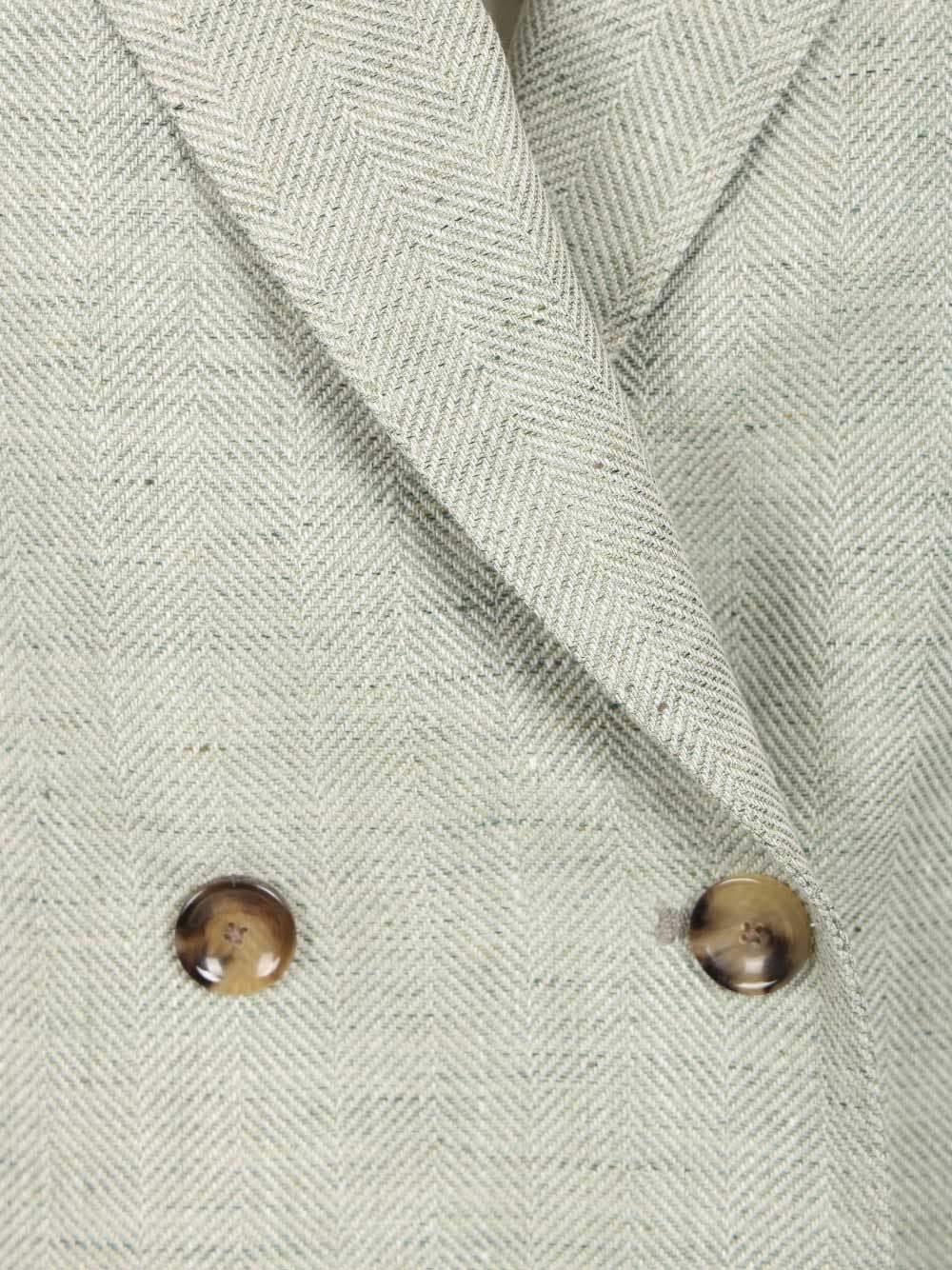 double-breasted blazer Grey Linen Wool Jacket