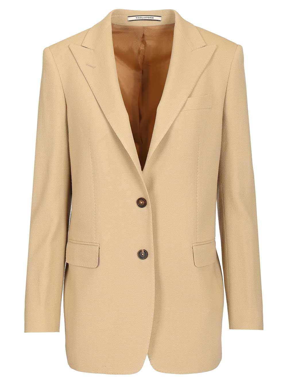 Wool Blazer Beige Virgin Elastane Stretch Jacket