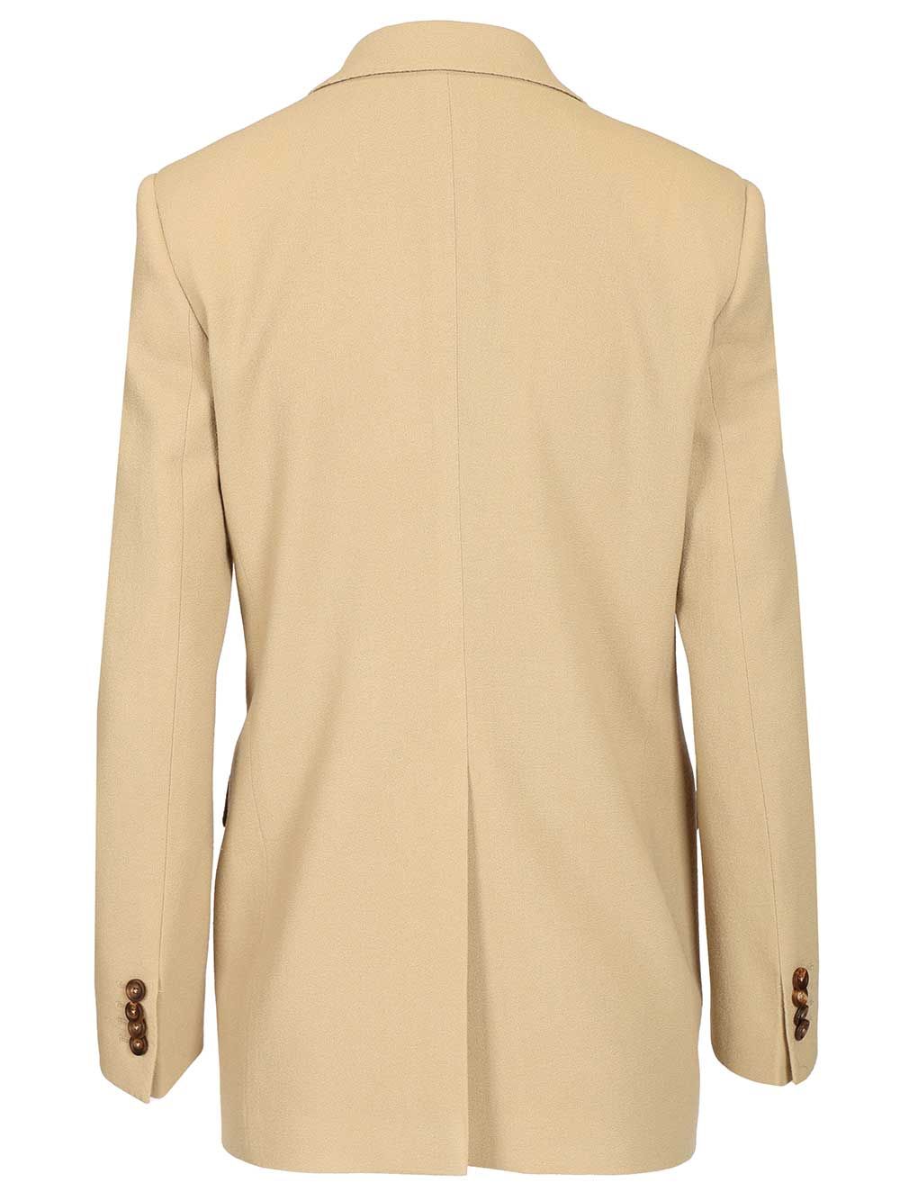 Wool Blazer Beige Virgin Elastane Stretch Jacket