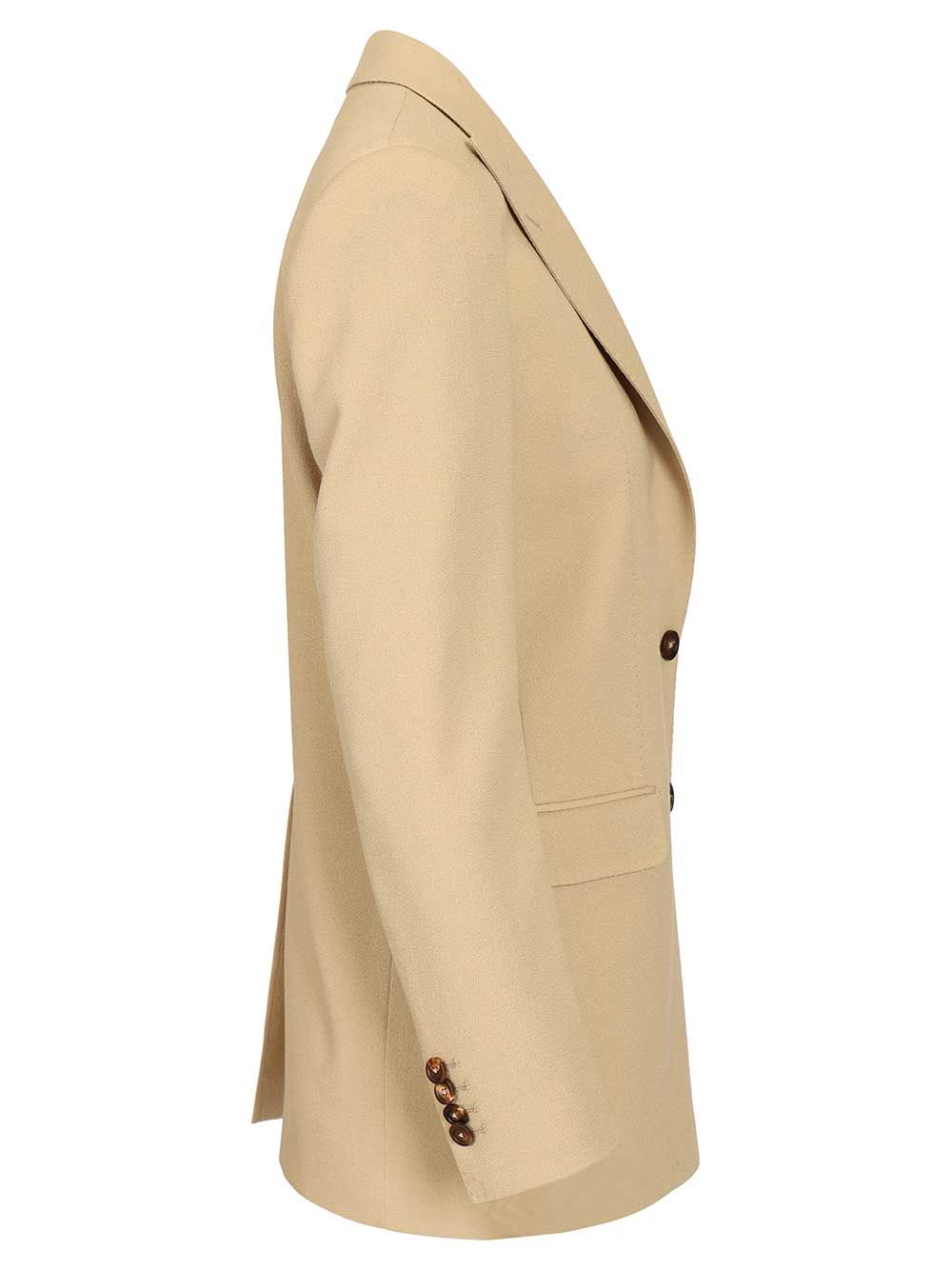 Wool Blazer Beige Virgin Elastane Stretch Jacket