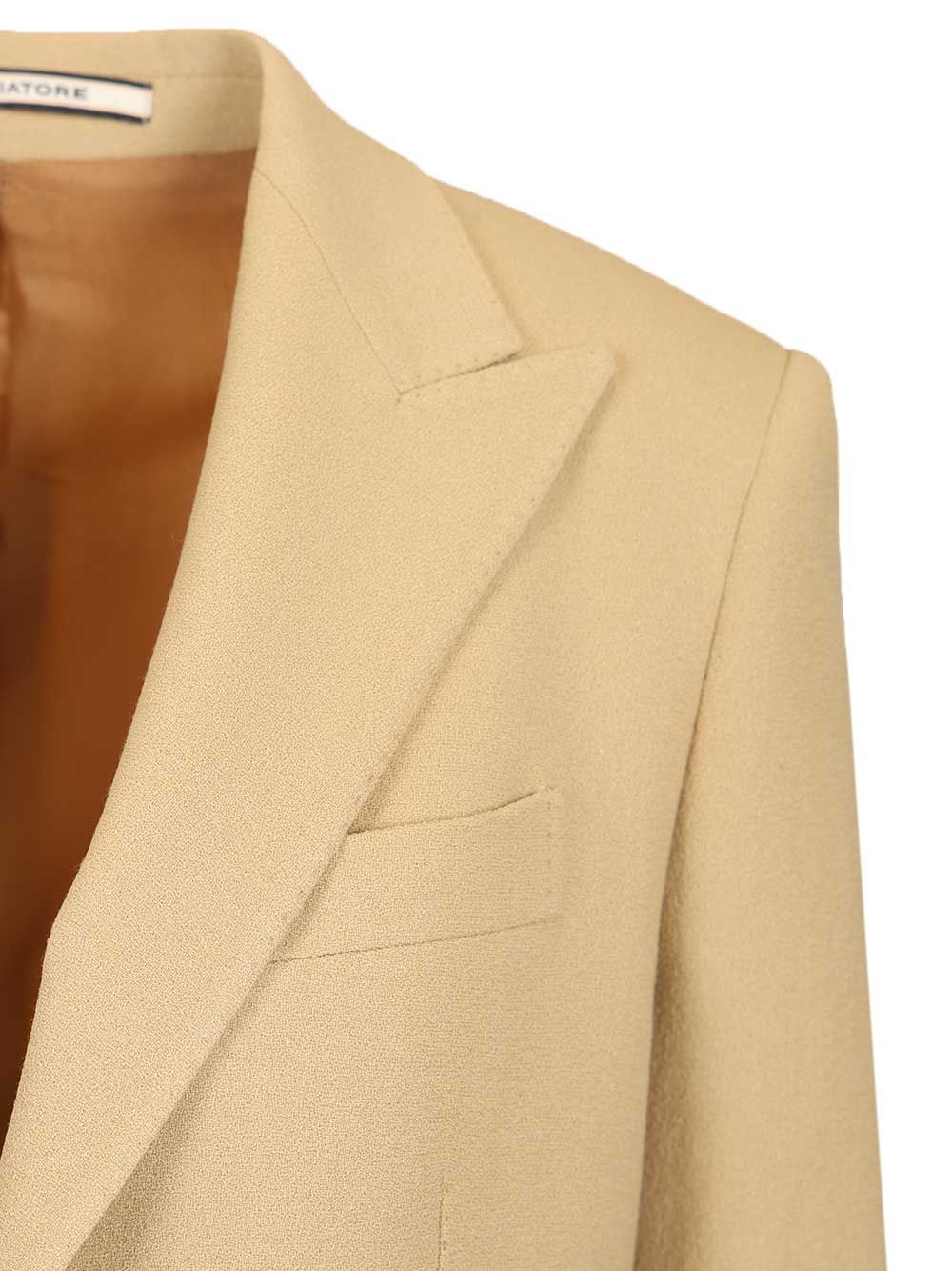 Wool Blazer Beige Virgin Elastane Stretch Jacket