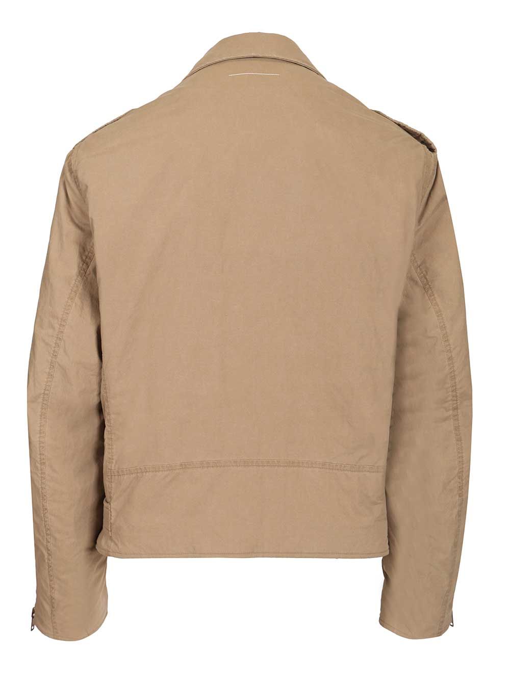 Cotton Biker Jacket Beige