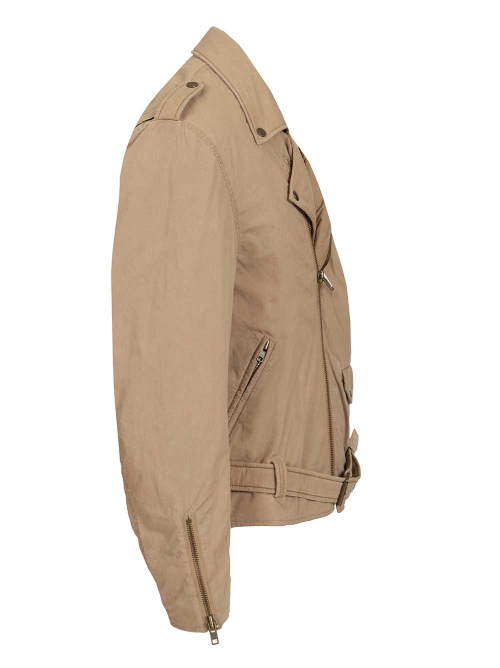 Cotton Biker Jacket Beige