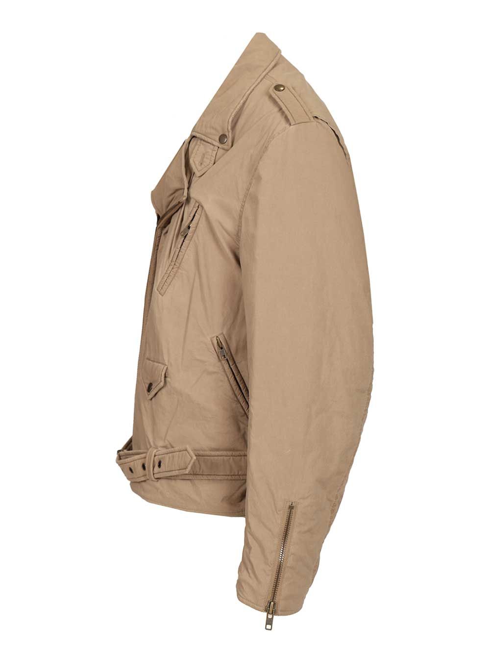 Cotton Biker Jacket Beige