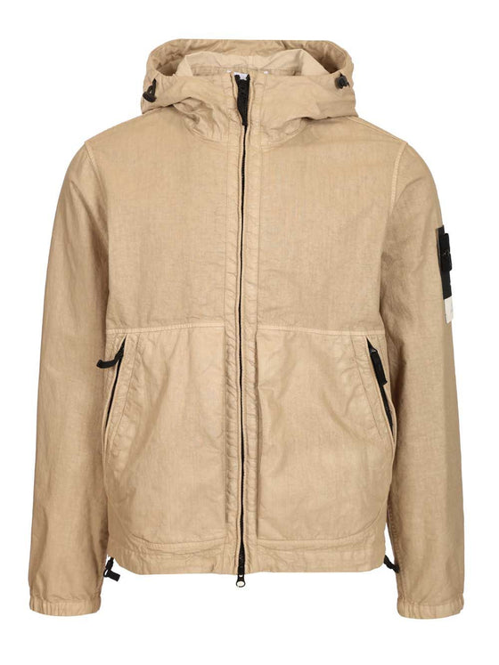 Organic-look nylon jacket Beige Polyamide Fiber