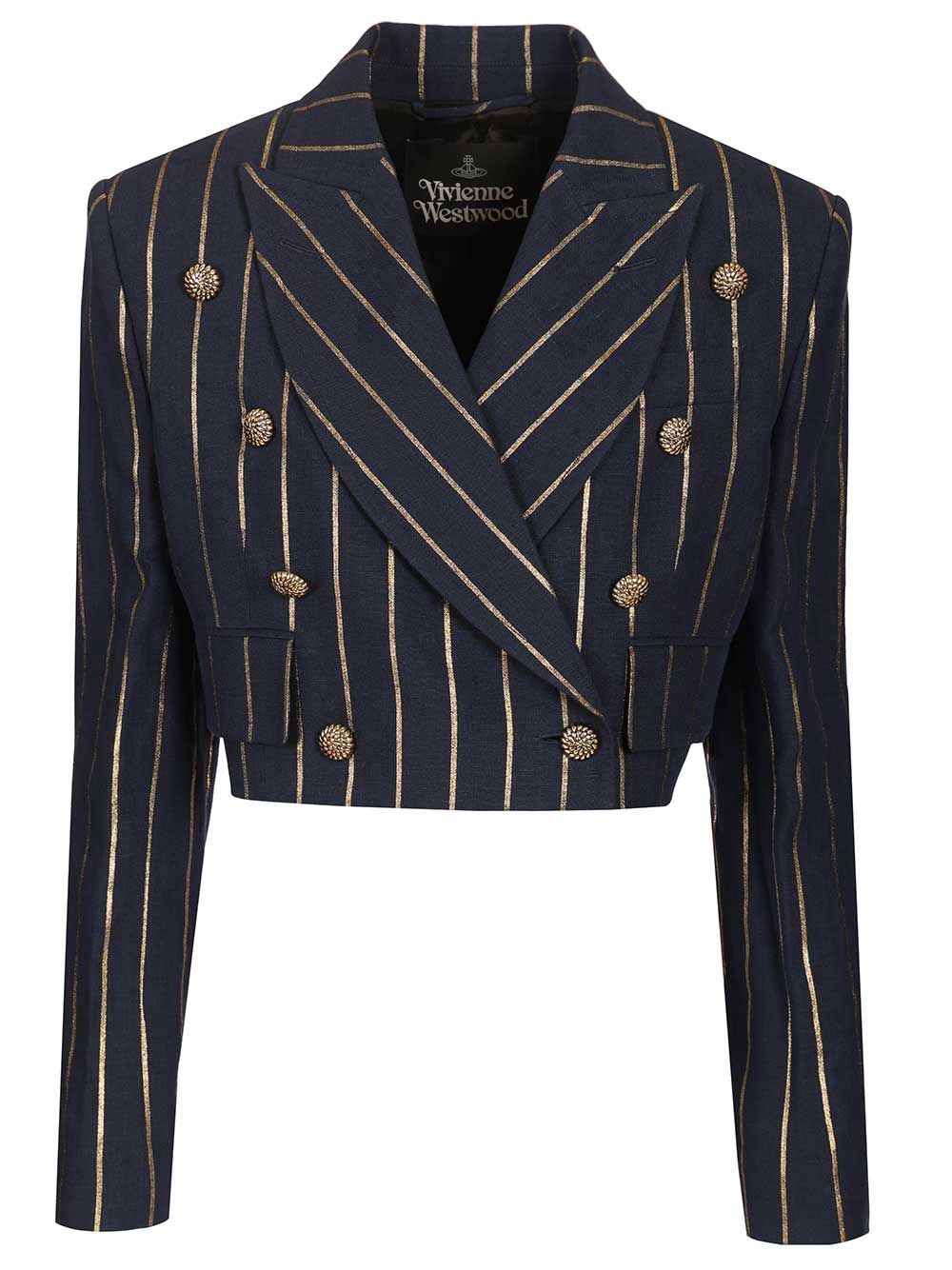 Cut Off Blazer Blue Linen Jacket