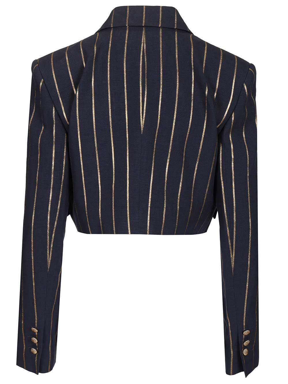 Cut Off Blazer Blue Linen Jacket