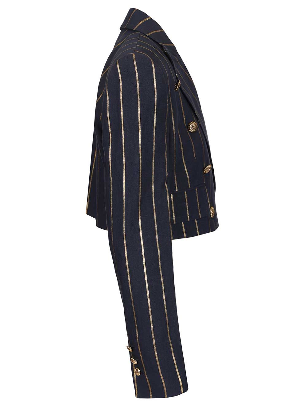 Cut Off Blazer Blue Linen Jacket