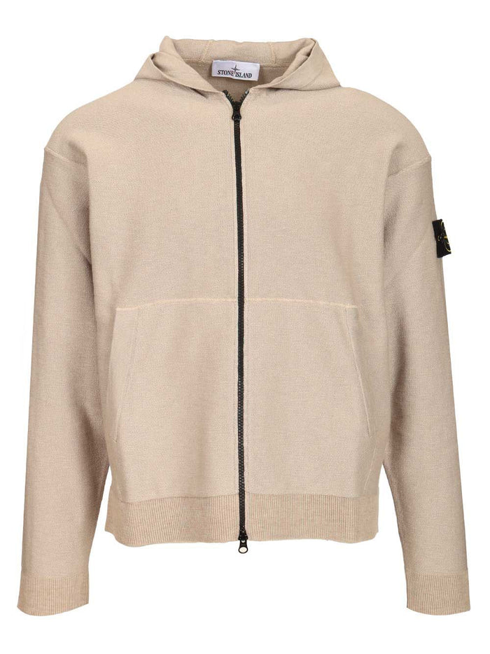 Panama Organic Cotton Zip-Up Hooded Jacket Beige