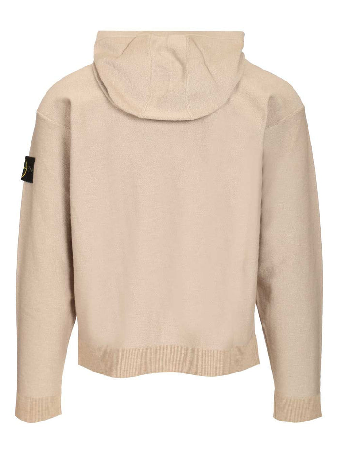 Panama Organic Cotton Zip-Up Hooded Jacket Beige