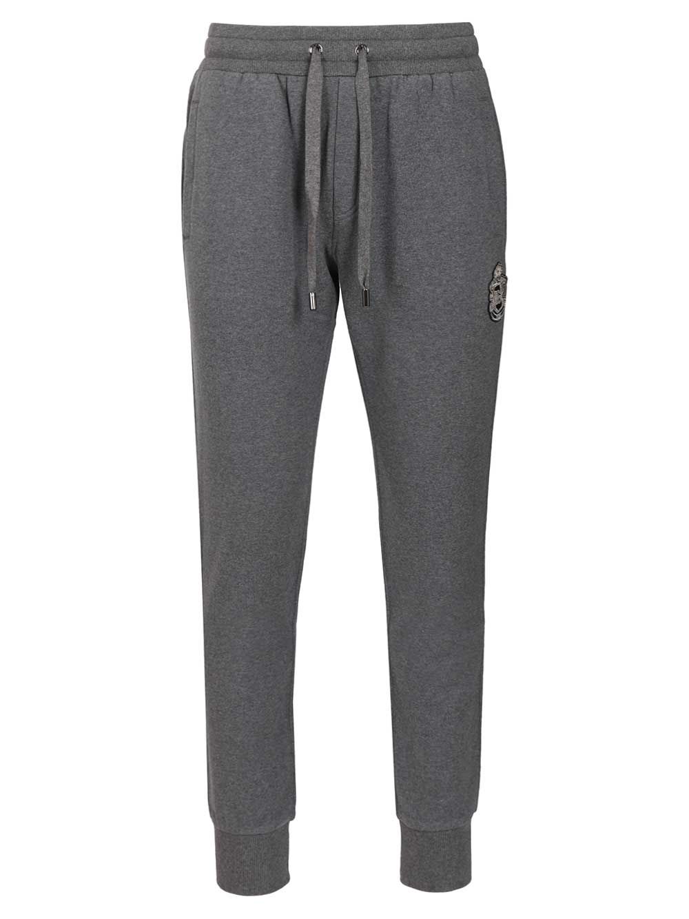 Jersey trousers with heraldic patch Grey Cotton