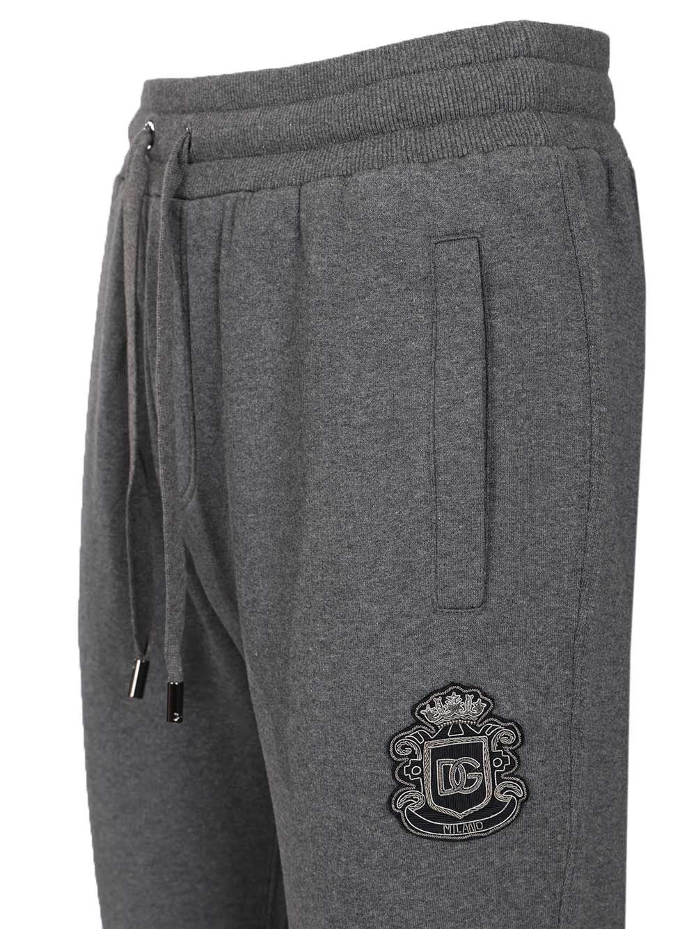 Jersey trousers with heraldic patch Grey Cotton