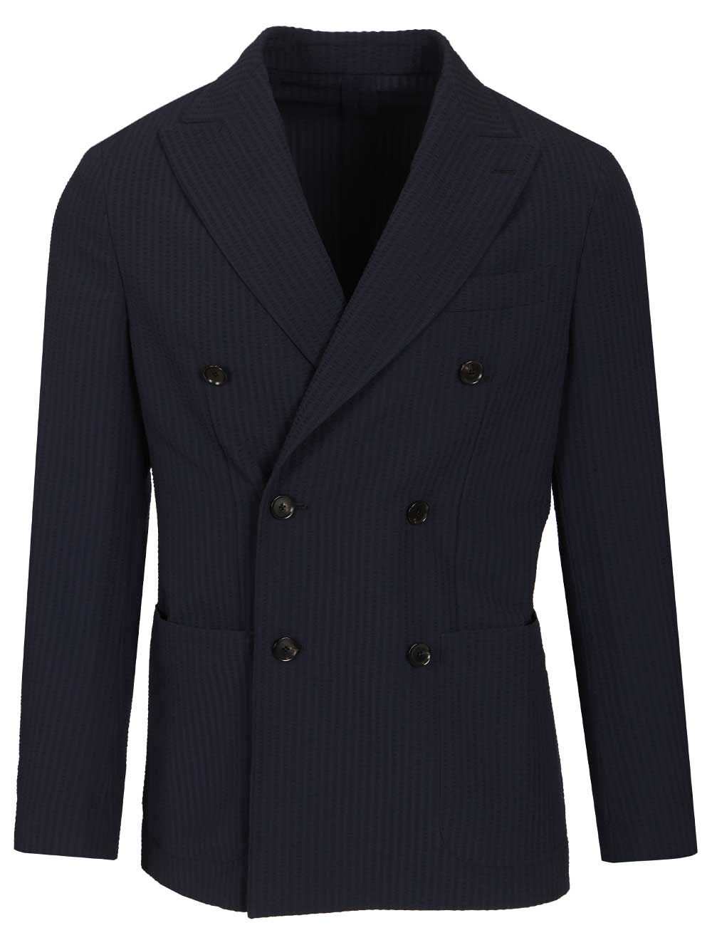 Double-breasted butterfly blazer Blue Wool Jacket