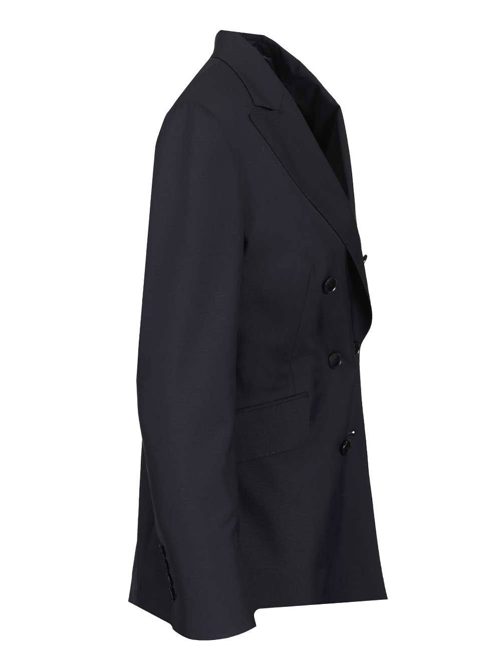 Double-breasted wool blazer Black Jacket