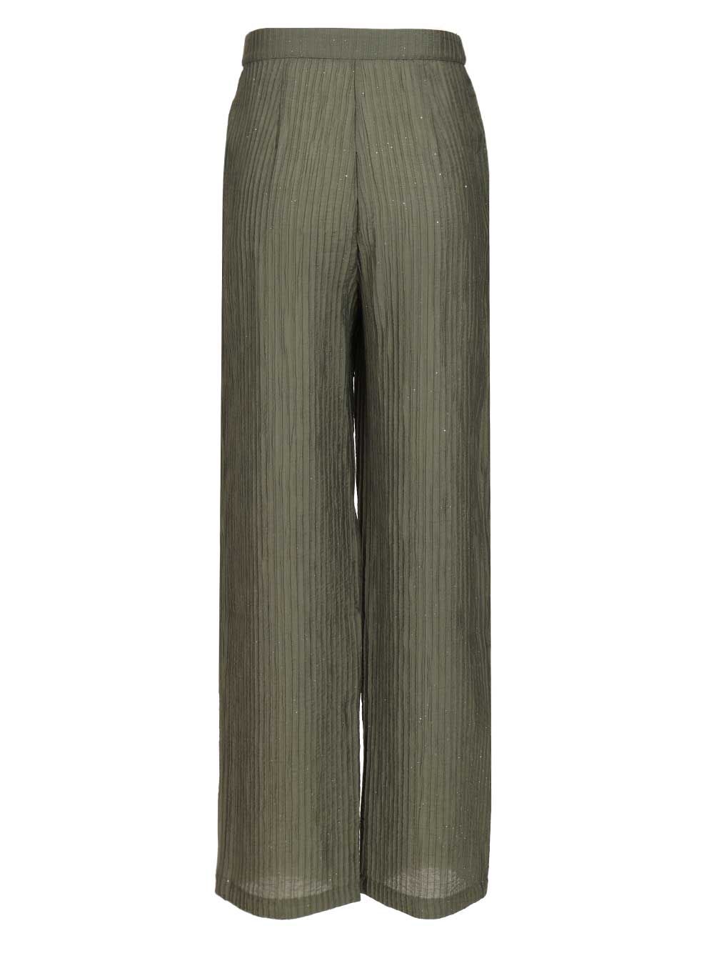Textured Lurex Taffeta Trousers Green