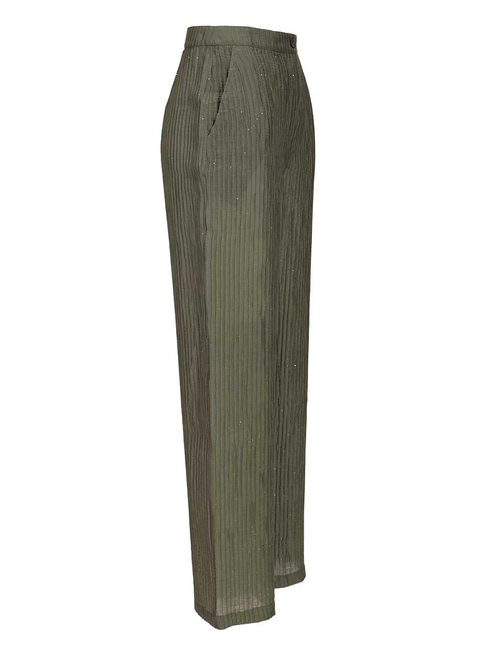 Textured Lurex Taffeta Trousers Green