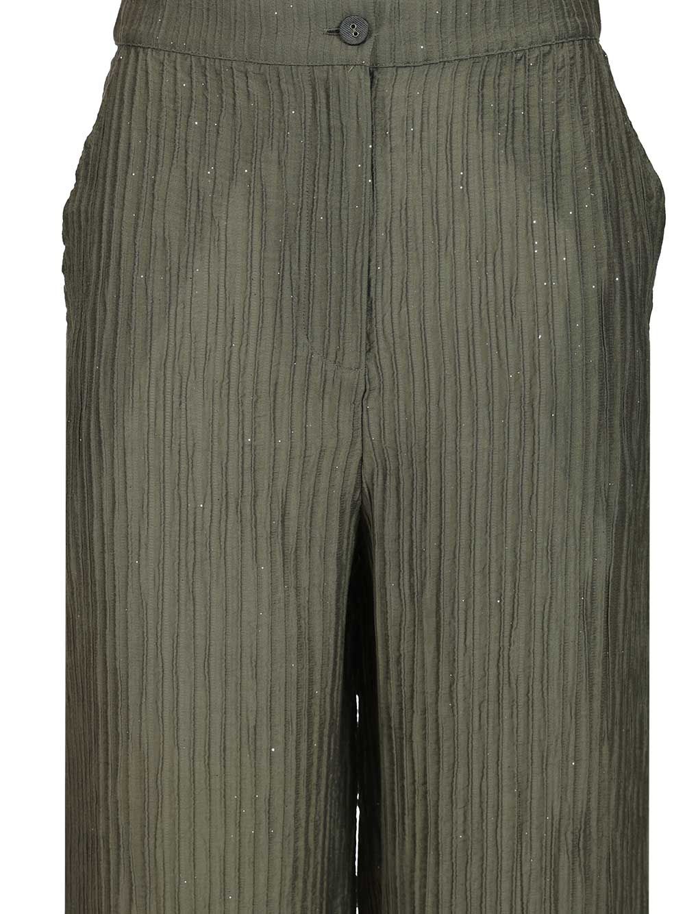 Textured Lurex Taffeta Trousers Green