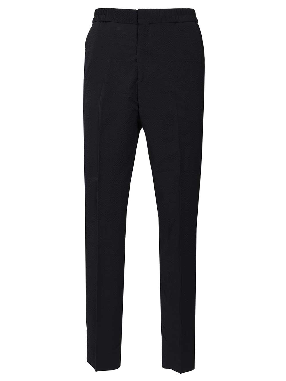 Slim-Fit Stretch Wool Trousers Blue Elastane Viscose