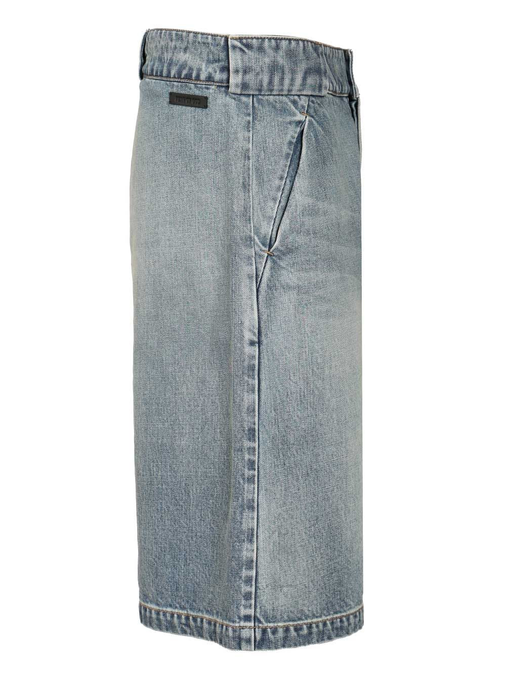 utility shorts Blue Cotton Trousers
