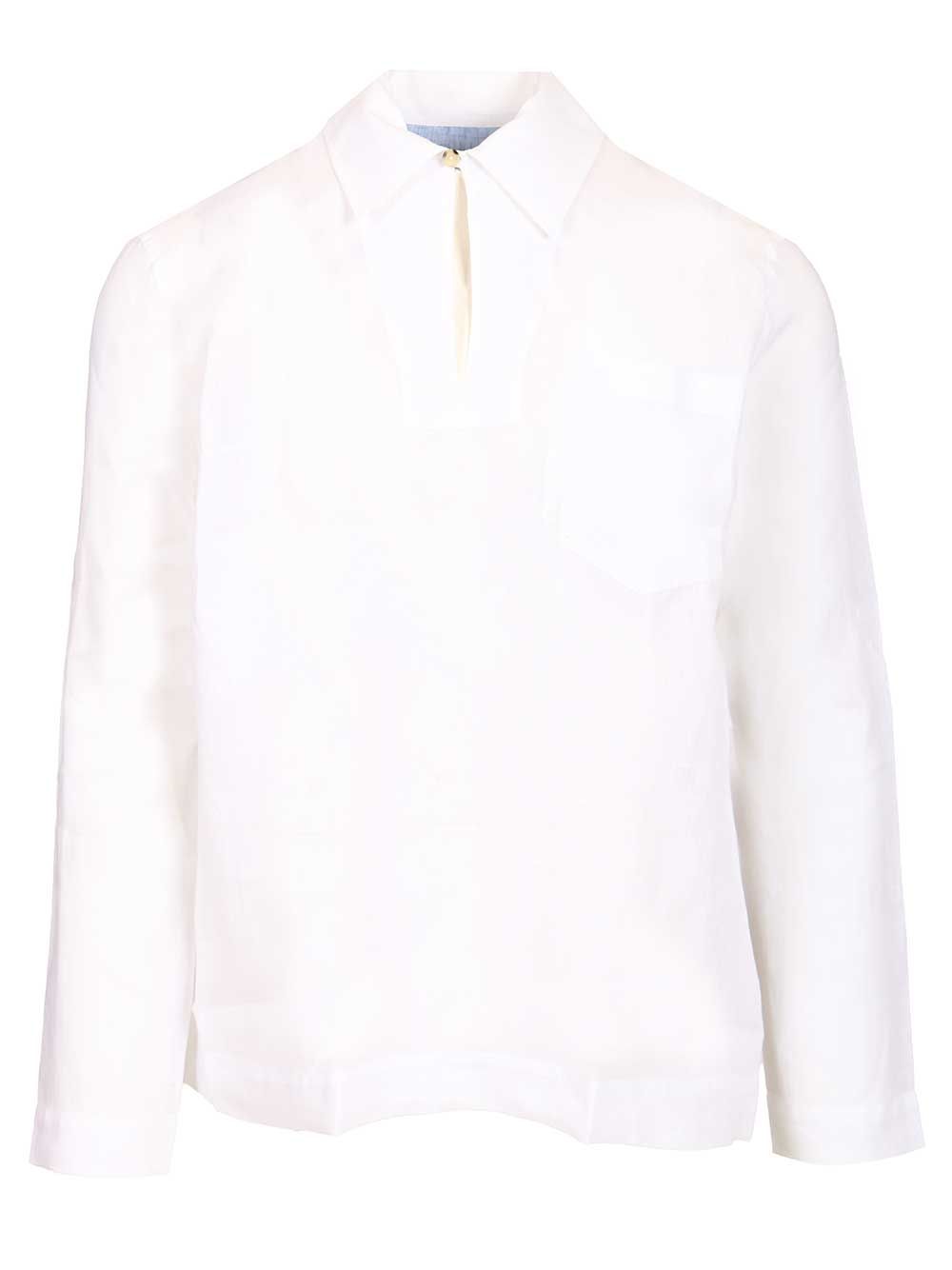 Linen polo shirt White