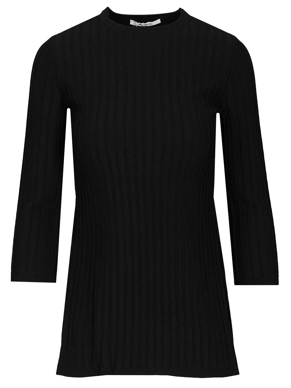 Ribbed Sweater Black In Maglia Viscosa Tops