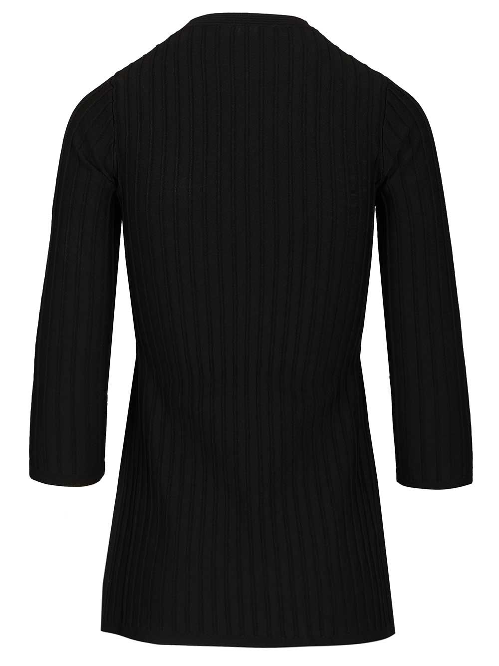 Ribbed Sweater Black In Maglia Viscosa Tops