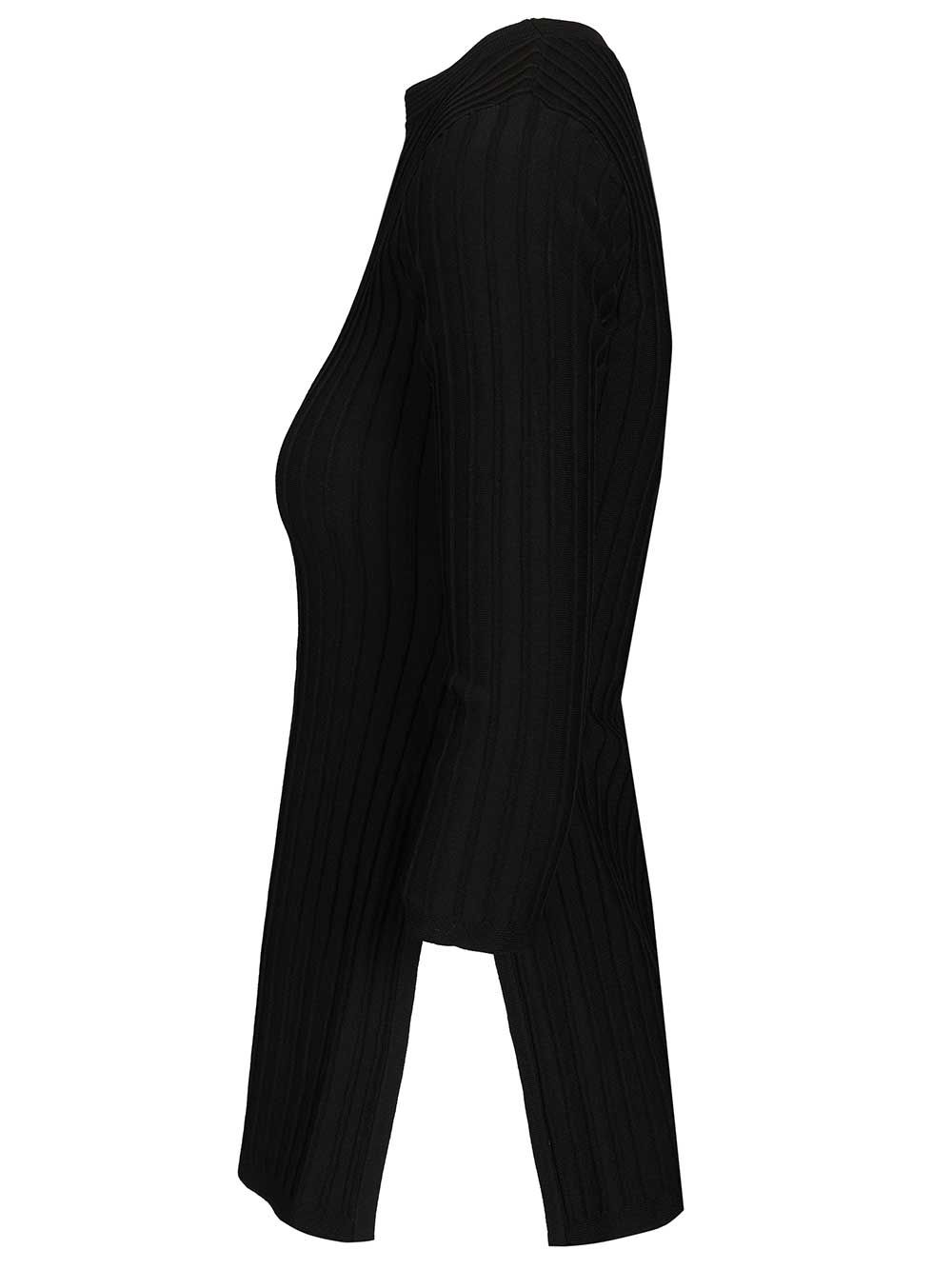 Ribbed Sweater Black In Maglia Viscosa Tops