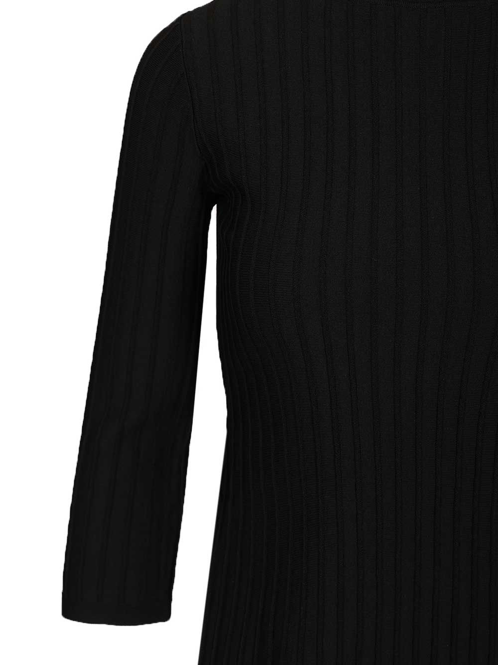 Ribbed Sweater Black In Maglia Viscosa Tops