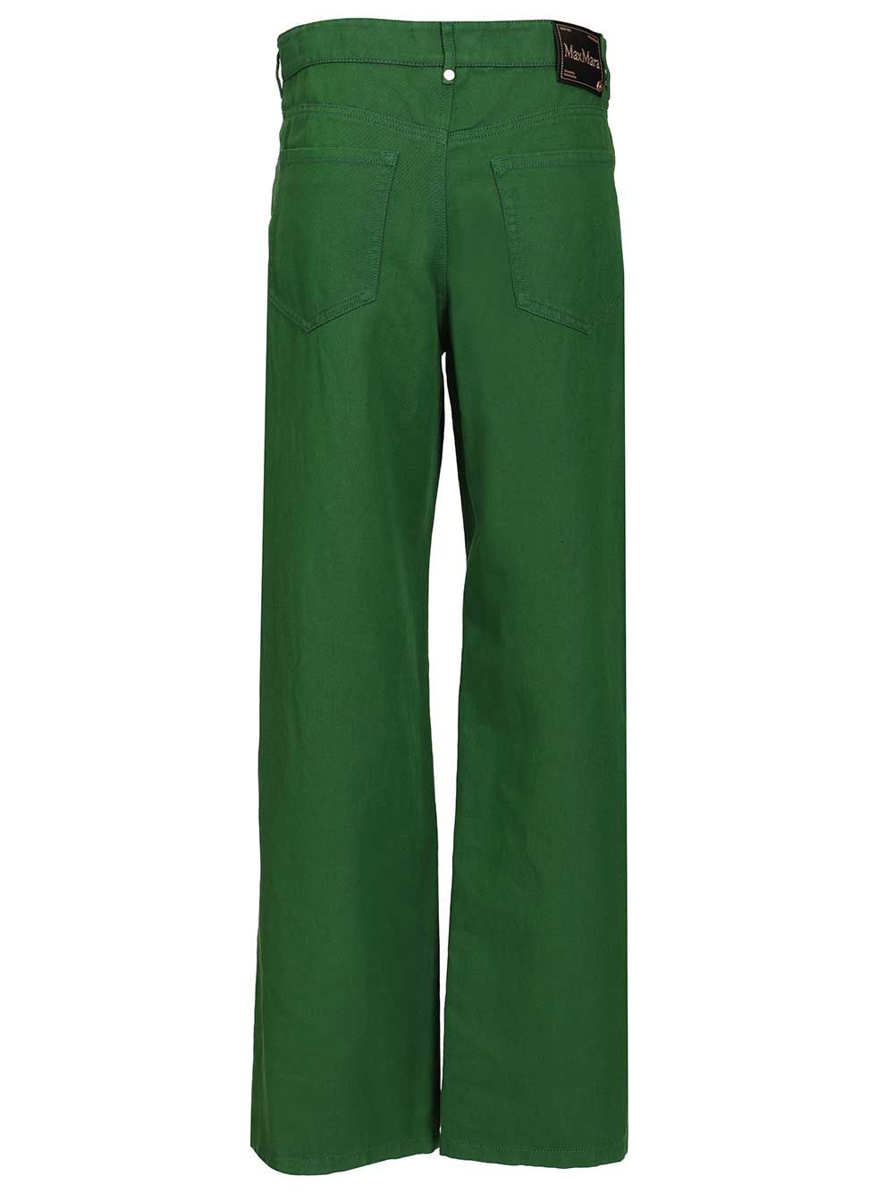 Cotton and linen drill trousers Green Cotone