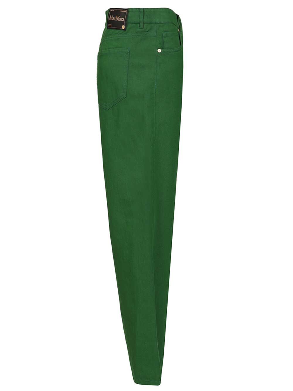 Cotton and linen drill trousers Green Cotone