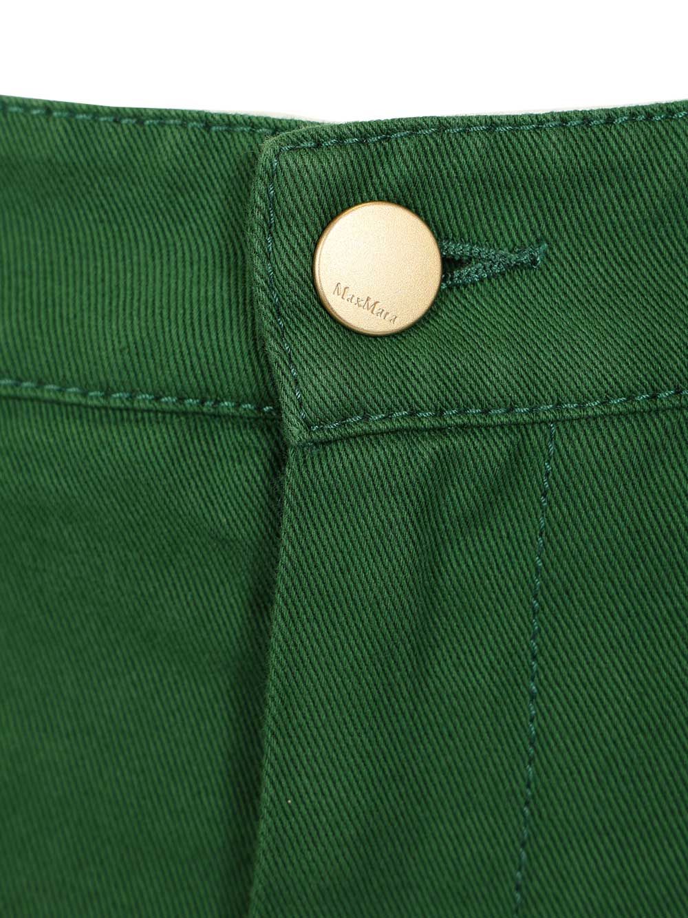 Cotton and linen drill trousers Green Cotone