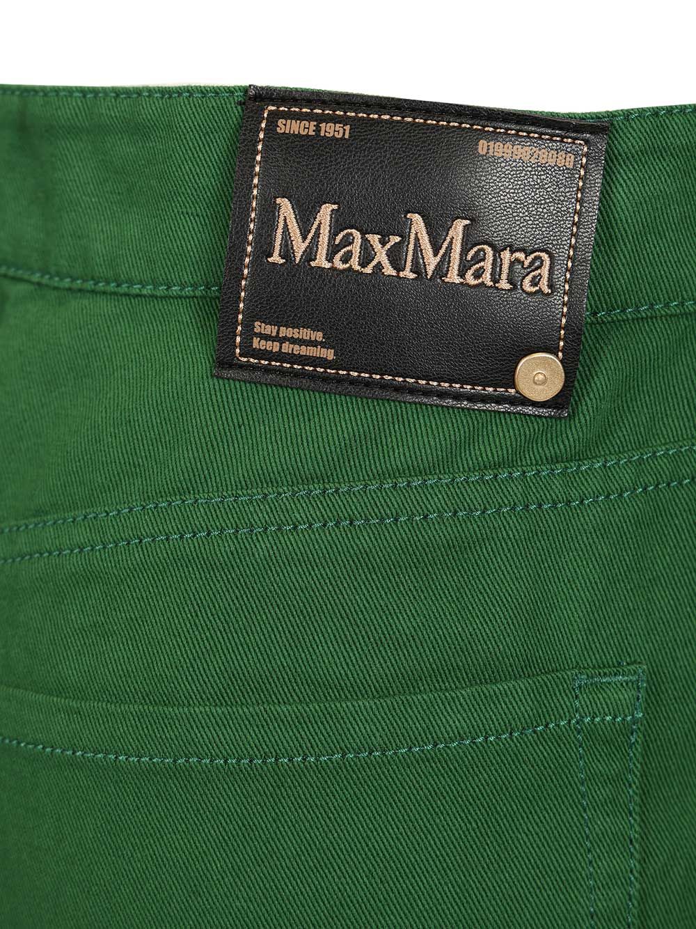 Cotton and linen drill trousers Green Cotone