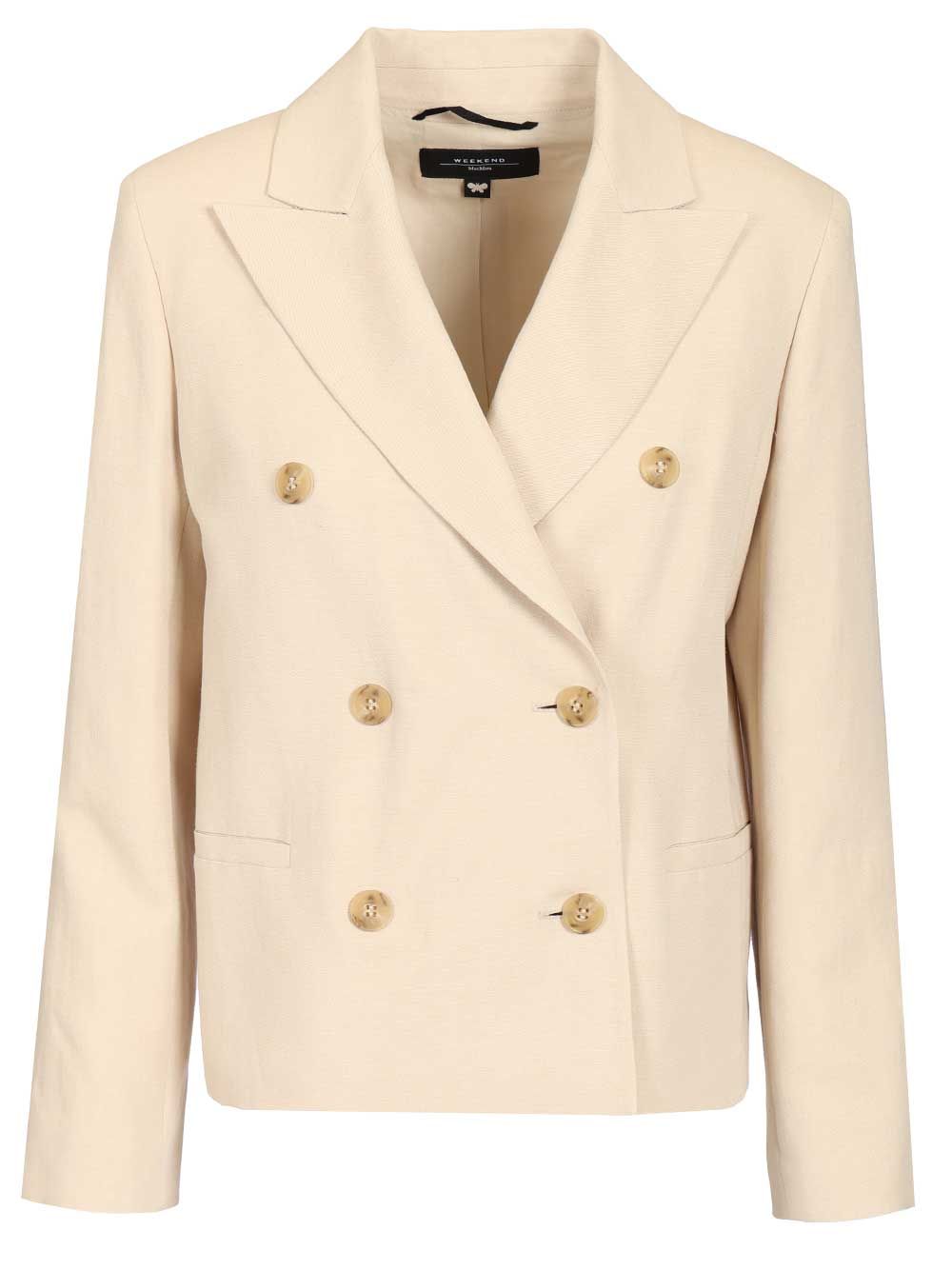 Double-Breasted Blazer White Viscose Jacket