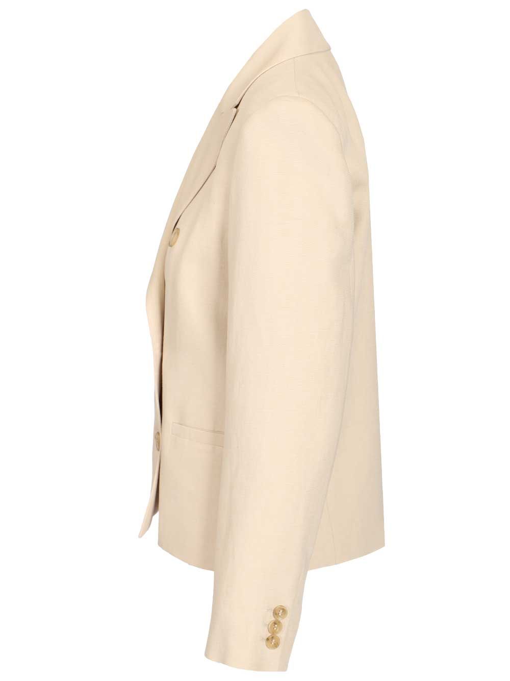 Double-Breasted Blazer White Viscose Jacket