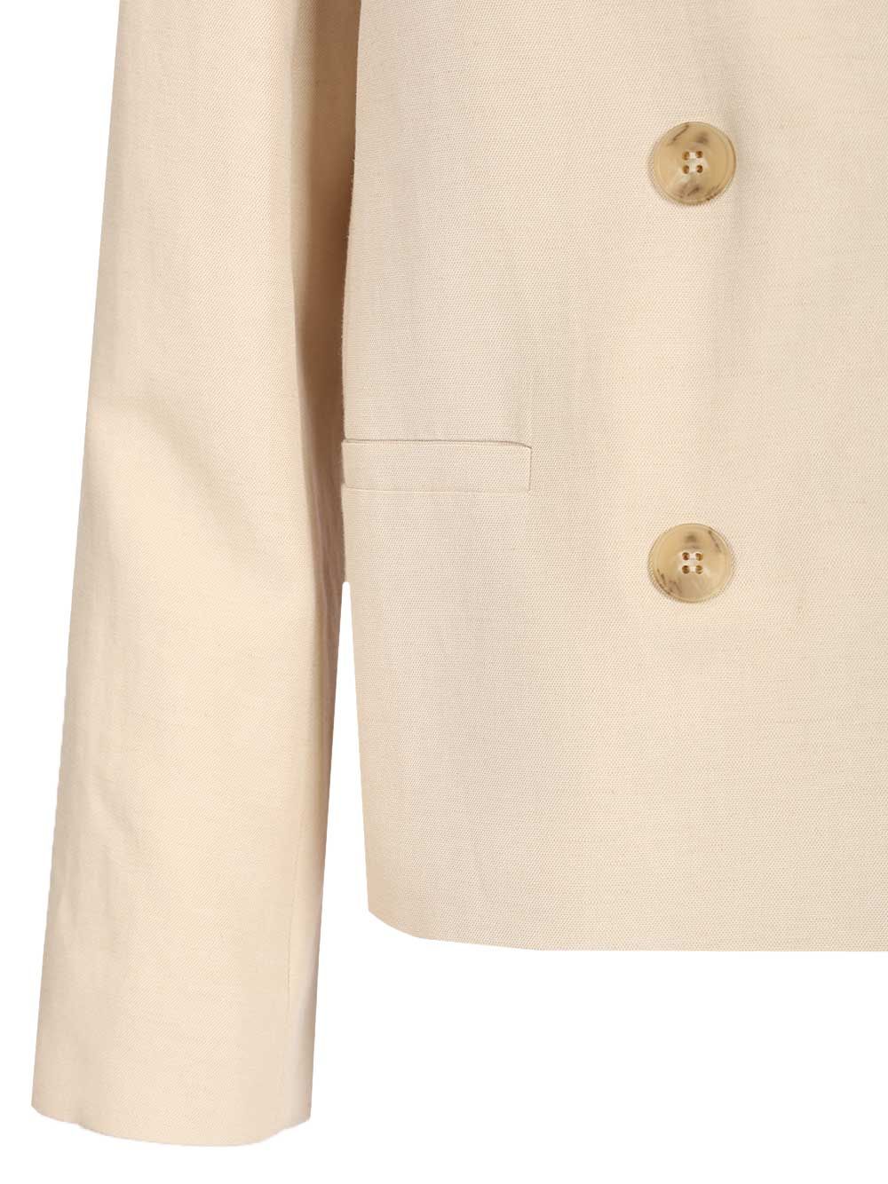 Double-Breasted Blazer White Viscose Jacket