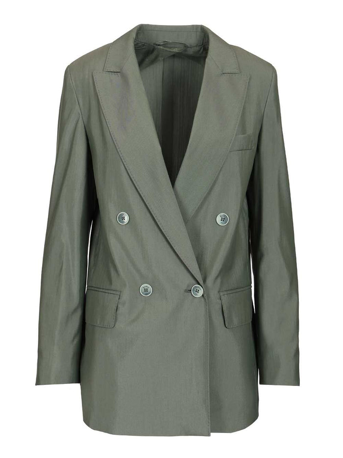 Double-breasted blazer Green Lana Vergine Ovis Aries Jacket