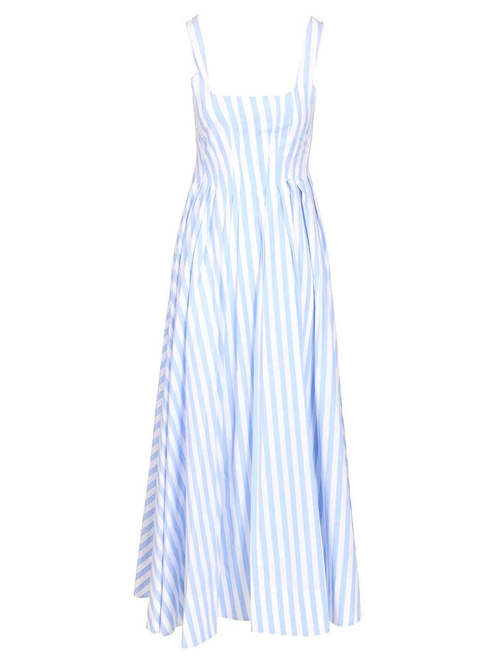 Long dress in pure cotton poplin Light Blue